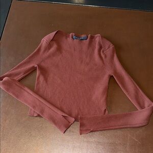 AllSaints Ribbed Long Sleeve Top - Brick Red
